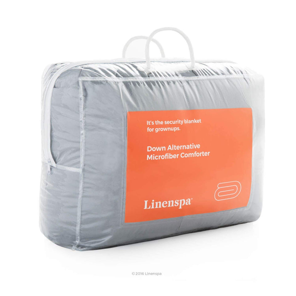 LINENSPA All-Season Reversible Down Alternative Quilted Comforter - Corner Duvet Tabs - Hypoallergenic - Plush Microfiber Fill - Box Stitched - Machine Washable - Stone / Charcoal - Twin