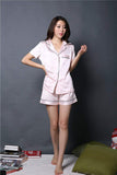 NANJUN Women's Satin Pajamas Sleepwear Long and Short Button-Down Pj Set
