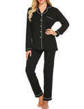 Ekouaer Pajamas Set Long Sleeve Sleepwear Womens Button Down Nightwear Soft Pj Lounge Sets XS-XXL