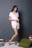 NANJUN Women's Satin Pajamas Sleepwear Long and Short Button-Down Pj Set