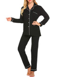 Ekouaer Pajamas Set Long Sleeve Sleepwear Womens Button Down Nightwear Soft Pj Lounge Sets XS-XXL