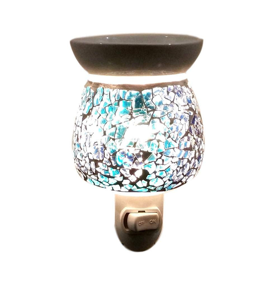 Relaxus Aroma Sparkle 2 in 1 Plug-In Essential Oil Night Light Diffuser: Crackle Glass (Blue)