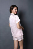 NANJUN Women's Satin Pajamas Sleepwear Long and Short Button-Down Pj Set