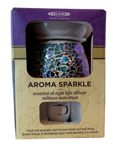 Relaxus Aroma Sparkle 2 in 1 Plug-In Essential Oil Night Light Diffuser: Crackle Glass (Blue)