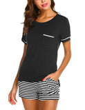 Ekouaer Womens Pajama Set Striped Short Sleeve Sleepwear Pjs Sets(S-XXL)