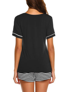 Ekouaer Womens Pajama Set Striped Short Sleeve Sleepwear Pjs Sets(S-XXL)