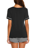Ekouaer Womens Pajama Set Striped Short Sleeve Sleepwear Pjs Sets(S-XXL)