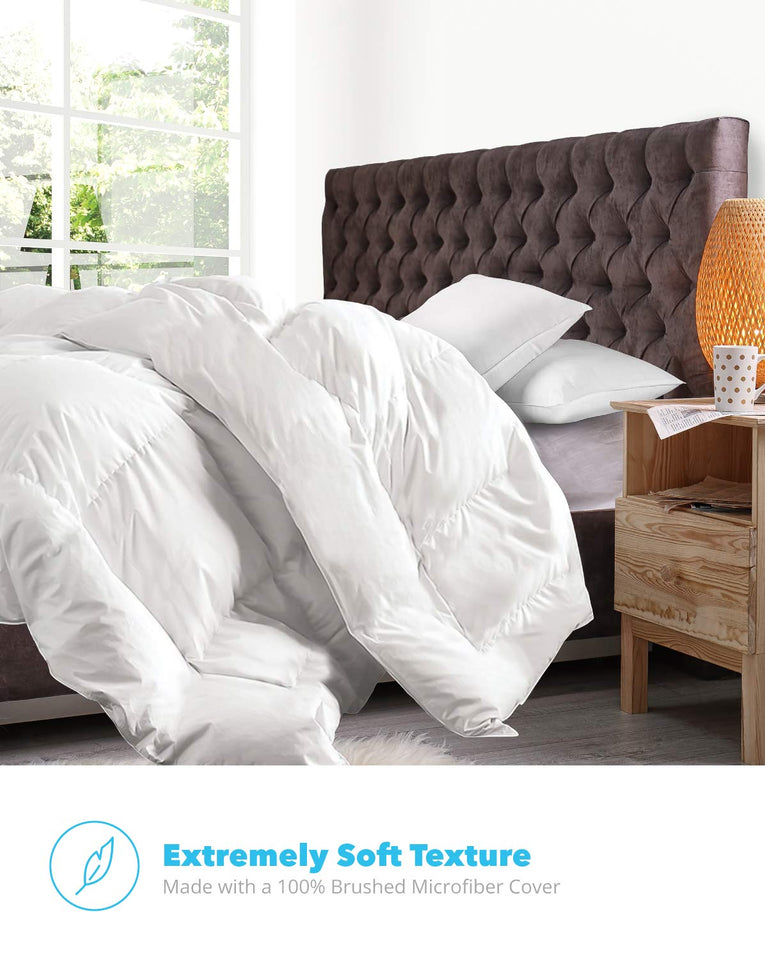 Equinox All-Season White Quilted Comforter - 88 x 88 Inches - Goose Down Alternative Queen Comforter - Duvet Insert Set - Machine Washable - Plush Microfiber Fill (350 GSM)