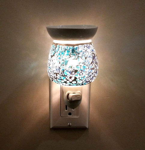 Relaxus Aroma Sparkle 2 in 1 Plug-In Essential Oil Night Light Diffuser: Crackle Glass (Blue)