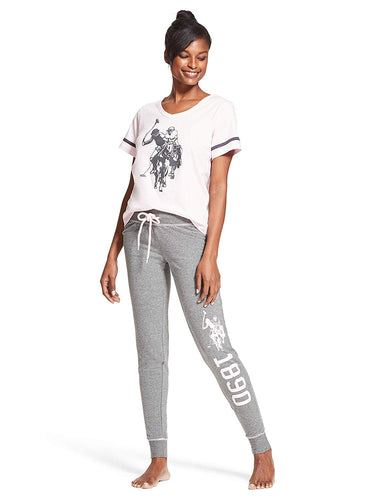 U.S. Polo Assn. Womens Short Sleeve Shirt and Long Pajama Pants Sleepwear Set