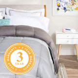LINENSPA All-Season Reversible Down Alternative Quilted Comforter - Corner Duvet Tabs - Hypoallergenic - Plush Microfiber Fill - Box Stitched - Machine Washable - Stone / Charcoal - Twin