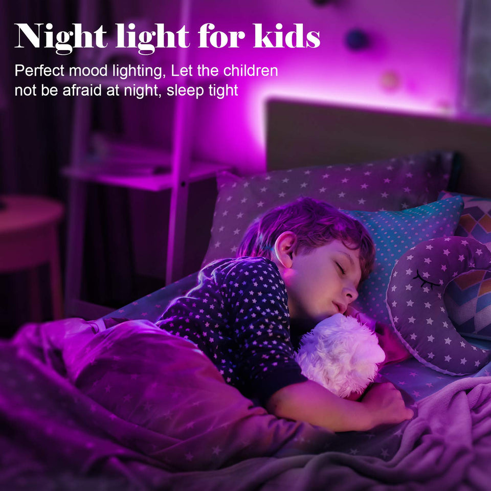 Bed Backlights, Led Night Light, 4.92ft Led Strip Lights with Switch Power Supply and Remote, 16 Colors Changing Strip Lights, RGB Night Light for Kids, Room, Bedroom, Mood Lighting Bedside Led Lights