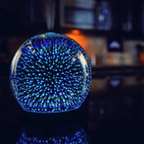 Essential Oil Diffuser - 3D Glass 200ml Galaxy Premium Ultrasonic Aromatherapy Oils Humidifier With Amazing LED Lights, Handy Auto Shut-Off Function & Large Water Tank