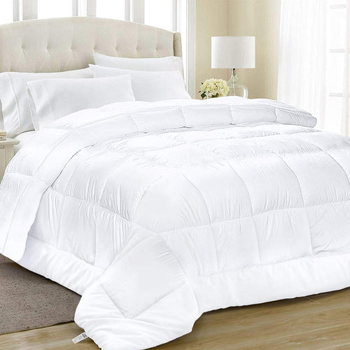 Equinox All-Season White Quilted Comforter - 88 x 88 Inches - Goose Down Alternative Queen Comforter - Duvet Insert Set - Machine Washable - Plush Microfiber Fill (350 GSM)