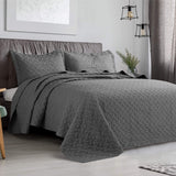 Bedsure Quilt Set Grey Full/Queen Size (90x96 inches) - Basket weave Pattern Bedspread - Soft Microfiber Lightweight Coverlet for All Season - 3 Piece (Includes 1 quilt, 2 shams)