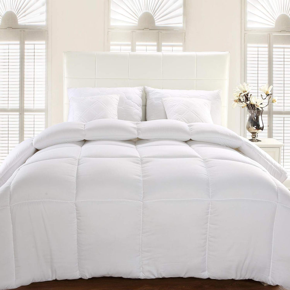 Utopia Bedding Comforter Duvet Insert - Quilted Comforter with Corner Tabs - Box Stitched Down Alternative Comforter (Queen, White)
