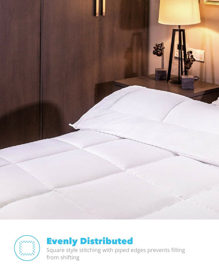 Equinox All-Season White Quilted Comforter - 88 x 88 Inches - Goose Down Alternative Queen Comforter - Duvet Insert Set - Machine Washable - Plush Microfiber Fill (350 GSM)