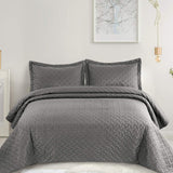 Bedsure Quilt Set Grey Full/Queen Size (90x96 inches) - Basket weave Pattern Bedspread - Soft Microfiber Lightweight Coverlet for All Season - 3 Piece (Includes 1 quilt, 2 shams)