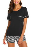 Ekouaer Womens Pajama Set Striped Short Sleeve Sleepwear Pjs Sets(S-XXL)