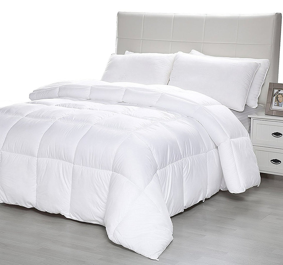 Equinox All-Season White Quilted Comforter - 88 x 88 Inches - Goose Down Alternative Queen Comforter - Duvet Insert Set - Machine Washable - Plush Microfiber Fill (350 GSM)