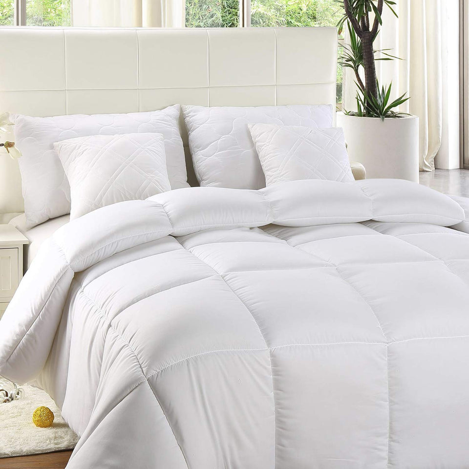 Utopia Bedding Comforter Duvet Insert - Quilted Comforter with Corner Tabs - Box Stitched Down Alternative Comforter (Queen, White)
