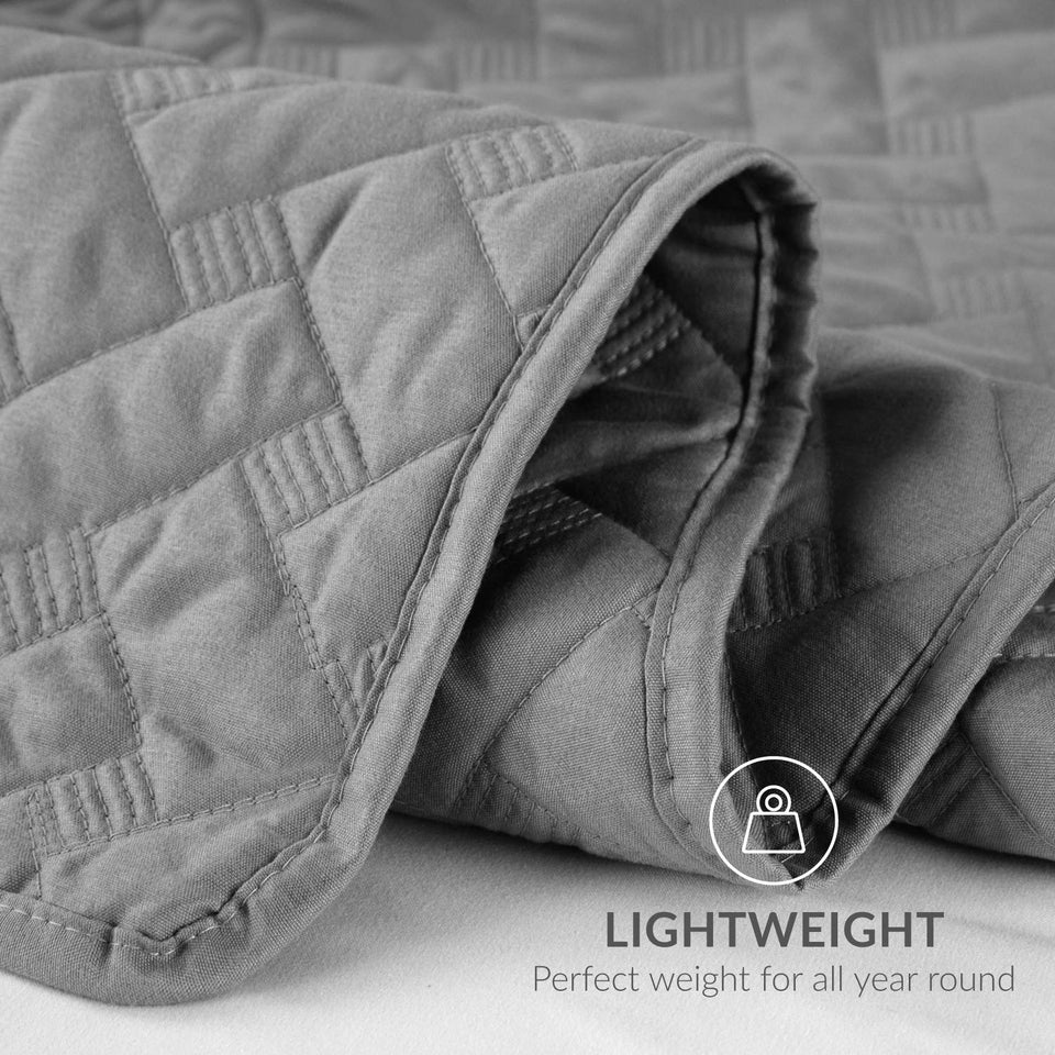 Bedsure Quilt Set Grey Full/Queen Size (90x96 inches) - Basket weave Pattern Bedspread - Soft Microfiber Lightweight Coverlet for All Season - 3 Piece (Includes 1 quilt, 2 shams)