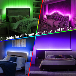 Bed Backlights, Led Night Light, 4.92ft Led Strip Lights with Switch Power Supply and Remote, 16 Colors Changing Strip Lights, RGB Night Light for Kids, Room, Bedroom, Mood Lighting Bedside Led Lights