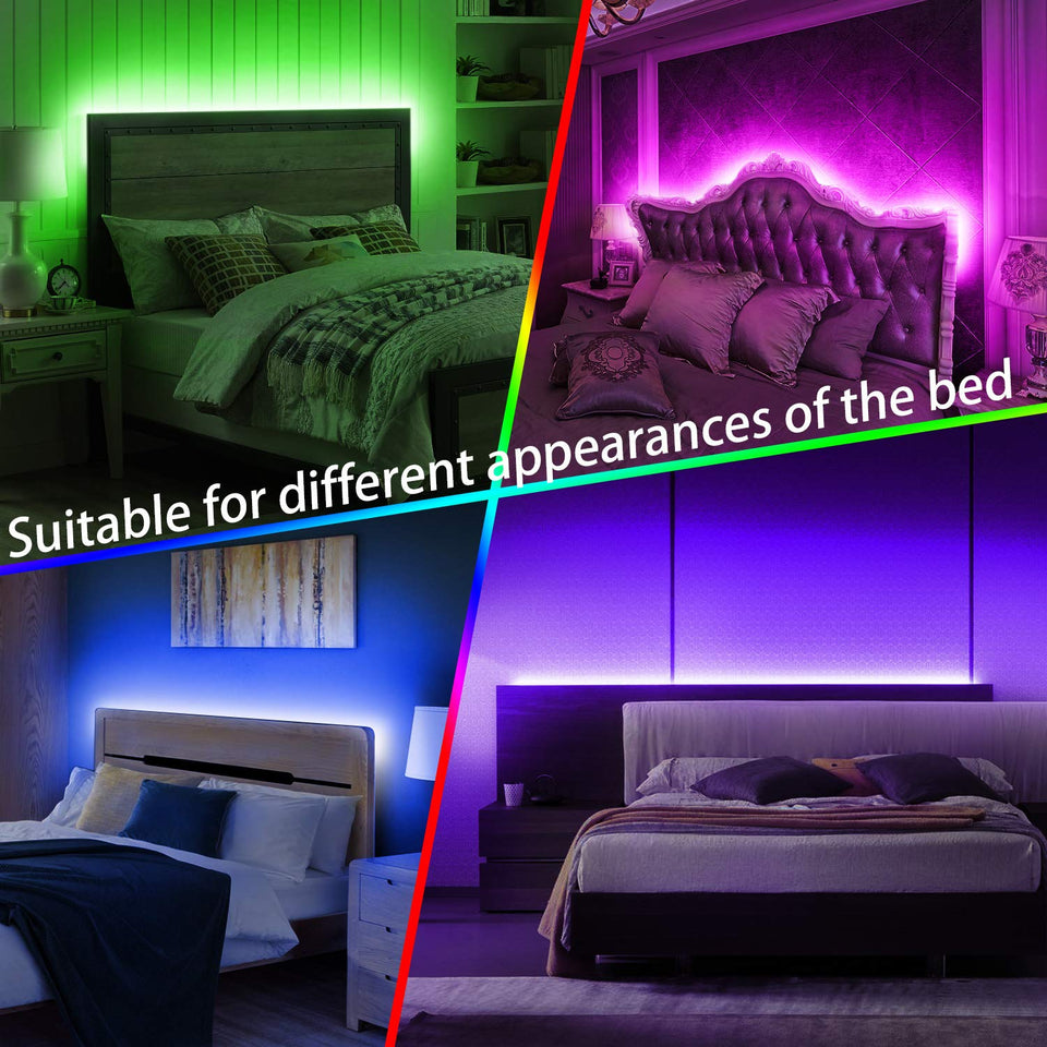 Bed Backlights, Led Night Light, 4.92ft Led Strip Lights with Switch Power Supply and Remote, 16 Colors Changing Strip Lights, RGB Night Light for Kids, Room, Bedroom, Mood Lighting Bedside Led Lights
