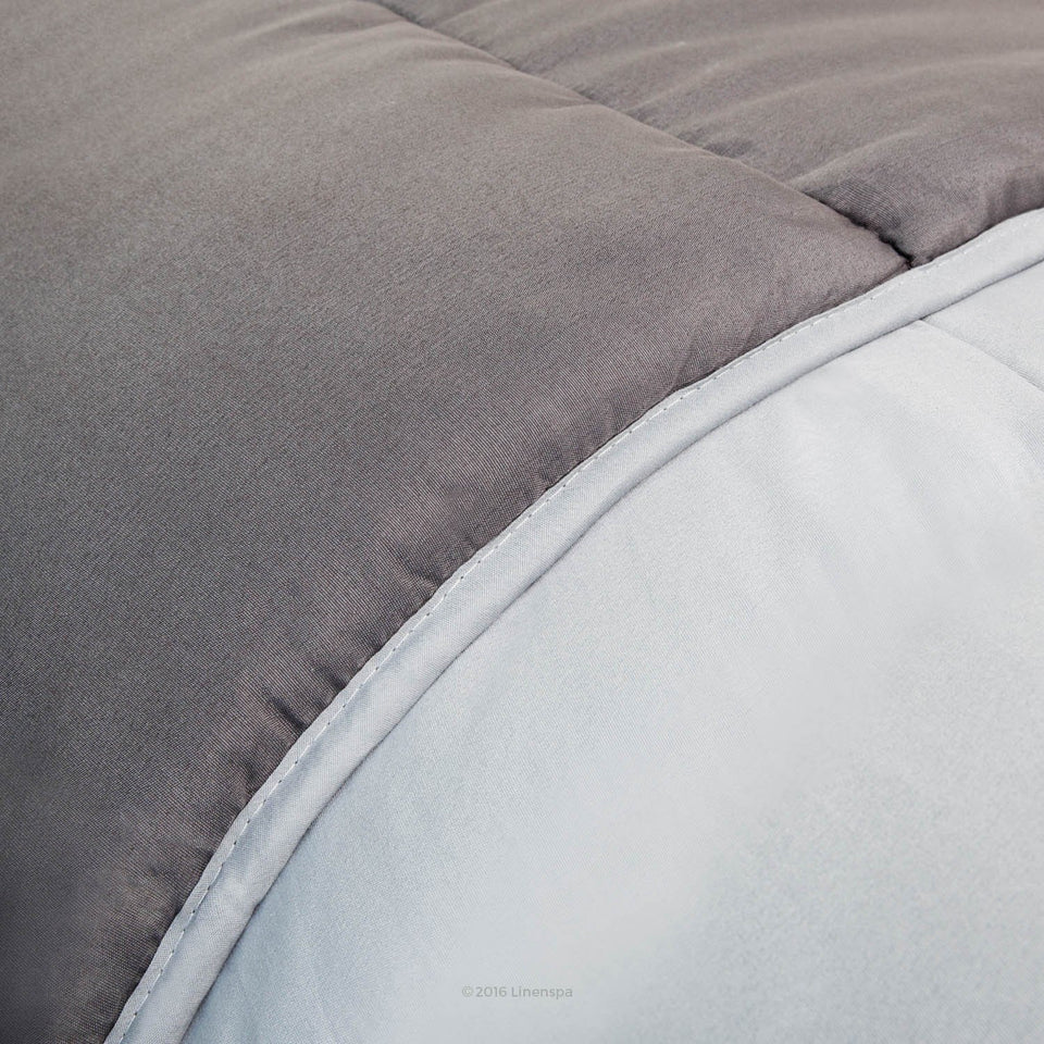 LINENSPA All-Season Reversible Down Alternative Quilted Comforter - Corner Duvet Tabs - Hypoallergenic - Plush Microfiber Fill - Box Stitched - Machine Washable - Stone / Charcoal - Twin