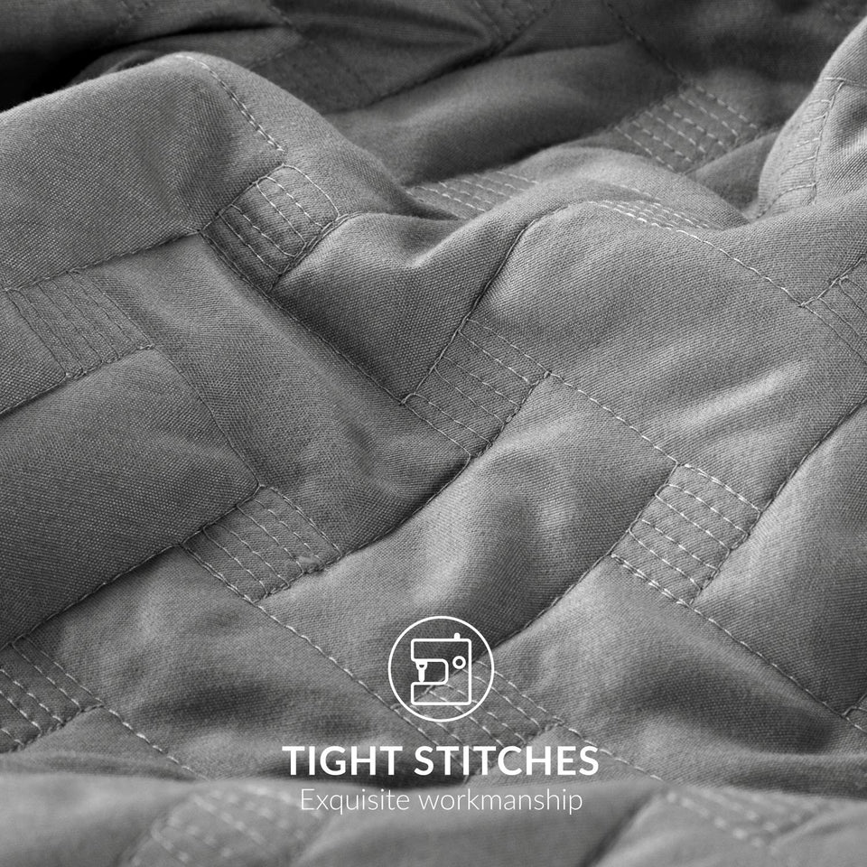Bedsure Quilt Set Grey Full/Queen Size (90x96 inches) - Basket weave Pattern Bedspread - Soft Microfiber Lightweight Coverlet for All Season - 3 Piece (Includes 1 quilt, 2 shams)