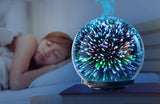 Essential Oil Diffuser - 3D Glass 200ml Galaxy Premium Ultrasonic Aromatherapy Oils Humidifier With Amazing LED Lights, Handy Auto Shut-Off Function & Large Water Tank