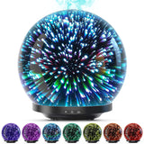Essential Oil Diffuser - 3D Glass 200ml Galaxy Premium Ultrasonic Aromatherapy Oils Humidifier With Amazing LED Lights, Handy Auto Shut-Off Function & Large Water Tank
