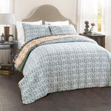 Lush Decor Bohemian Striped Quilt Reversible 3 Piece Bedding Set, King, Turquoise