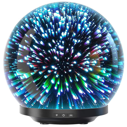 Essential Oil Diffuser - 3D Glass 200ml Galaxy Premium Ultrasonic Aromatherapy Oils Humidifier With Amazing LED Lights, Handy Auto Shut-Off Function & Large Water Tank