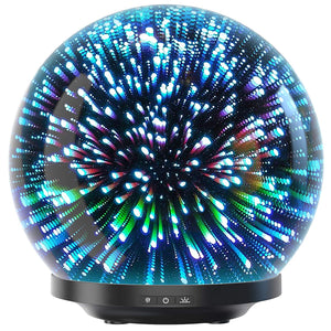 Essential Oil Diffuser - 3D Glass 200ml Galaxy Premium Ultrasonic Aromatherapy Oils Humidifier With Amazing LED Lights, Handy Auto Shut-Off Function & Large Water Tank
