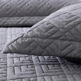 EXQ Home Quilt Set Full Queen Size Grey 3 Piece,Lightweight Hypoallergenic Microfiber Coverlet Modern Style Squares Pattern Bedspread Set