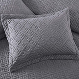 EXQ Home Quilt Set Full Queen Size Grey 3 Piece,Lightweight Hypoallergenic Microfiber Coverlet Modern Style Squares Pattern Bedspread Set