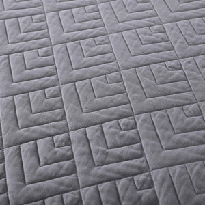 EXQ Home Quilt Set Full Queen Size Grey 3 Piece,Lightweight Hypoallergenic Microfiber Coverlet Modern Style Squares Pattern Bedspread Set