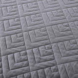 EXQ Home Quilt Set Full Queen Size Grey 3 Piece,Lightweight Hypoallergenic Microfiber Coverlet Modern Style Squares Pattern Bedspread Set
