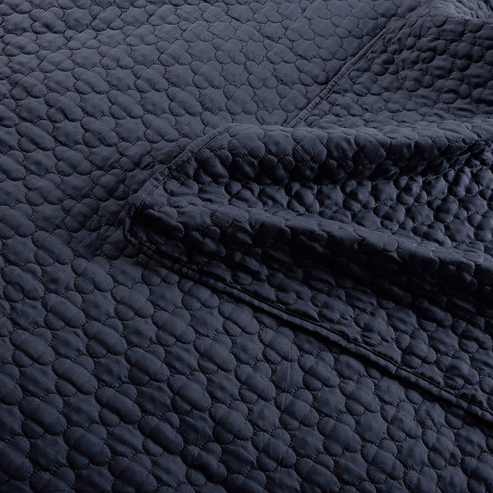 Tempcore Quilt Set Coverlet Full/Queen Size Navy Blue 3 Piece, Hypoallergenic Microfiber Lightweight Soft Bedspread for All Season,Full/Queen Navy Blue,(1 Quilt,2 Shams)