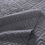EXQ Home Quilt Set Full Queen Size Grey 3 Piece,Lightweight Hypoallergenic Microfiber Coverlet Modern Style Squares Pattern Bedspread Set